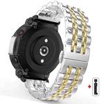 For  Amazfit T-Rex 2 Seven Beads Butterfly Buckle Stainless Steel Watch Band(Silver Gold)