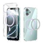 For iPhone 16 Plus ABEEL MagSafe Magnetic Color Ring Anti-scratch Transparent Phone Case(Purple)