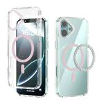 For iPhone 16 ABEEL MagSafe Magnetic Color Ring Anti-scratch Transparent Phone Case(Pink)