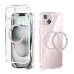 For iPhone 15 Plus ABEEL MagSafe Magnetic Color Ring Anti-scratch Transparent Phone Case(Pink)