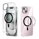 For iPhone 14 Plus ABEEL MagSafe Magnetic Color Ring Anti-scratch Transparent Phone Case(Black)