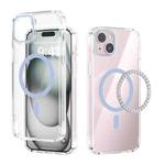 For iPhone 14 Plus ABEEL MagSafe Magnetic Color Ring Anti-scratch Transparent Phone Case(Far Peak Blue)