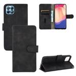 For OPPO Reno4 SE Solid Color Skin Feel Magnetic Buckle Horizontal Flip Calf Texture PU Leather Case with Holder & Card Slots & Wallet(Black)