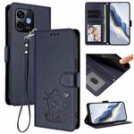 For Ulefone Note 16 Pro Embossed Heart Cat Leather Phone Case with Hand Strap(Blue)