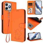 For Ulefone Note 18 Ultra / 18 Pro Embossed Heart Cat Leather Phone Case with Hand Strap(Orange)