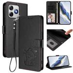 For Ulefone Note 18 Ultra / 18 Pro Embossed Heart Cat Leather Phone Case with Hand Strap(Black)