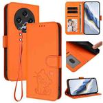For Umidigi G100 Embossed Heart Cat Leather Phone Case with Hand Strap(Orange)