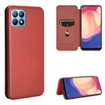 For OPPO Reno4 SE Carbon Fiber Texture Horizontal Flip TPU + PC + PU Leather Case with Card Slot(Brown)