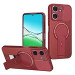 For OPPO A5x 4G / 5G Carbon Fiber Texture MagSafe Phone Case with Holder(Red)