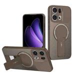 For OPPO Reno13 Pro Global Carbon Fiber Texture MagSafe Phone Case with Holder(Brown)