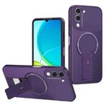 For vivo Y29s 5G / Y04 4G / Y19e Carbon Fiber Texture MagSafe Phone Case with Holder(Purple)