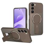 For Infinix Hot 60 5G / Hot 60i 4G Carbon Fiber Texture MagSafe Phone Case with Holder(Brown)