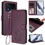 For Xiaomi Poco M4 Pro 4G Embossed Heart Cat Leather Phone Case with Hand Strap(Dark Purple)