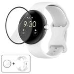 For Google Pixel Watch 3 41mm Butterfly Buckle Silicone Watch Band with 3D Curved Film(White)