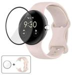 For Google Pixel Watch 2 Butterfly Buckle Silicone Watch Band with 3D Curved Film(Pink)