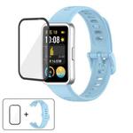 For Huawei Band 10 / 10 NFC Colorful Buckle Silicone Watch Band with 3D Curved Film(Light Blue)