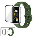 For Huawei Band 9 / 9 NFC Colorful Buckle Silicone Watch Band with 3D Curved Film(Dark Green)