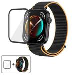 For Huawei Watch Fit 4 Nylon Loop Hook and Loop Fastener Watch Band with 3D Curved Film(Black Yellow)