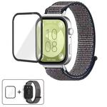For Huawei Watch Fit 4 Pro Nylon Hook and Loop Fastener Watch Band with 3D Curved Film(Midnight Blue)