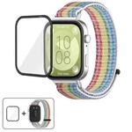 For Huawei Watch Fit 3 Nylon Hook and Loop Fastener Watch Band with 3D Curved Film(Rainbow)