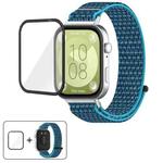 For Huawei Watch Fit 3 Nylon Hook and Loop Fastener Watch Band with 3D Curved Film(Navy Blue)