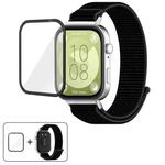 For Huawei Watch Fit 3 Nylon Hook and Loop Fastener Watch Band with 3D Curved Film(Black)