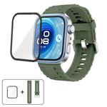 For Huawei Watch Fit 4 Pro Solid Color Silicone Watch Band with 3D Curved Film(Spruce Green)