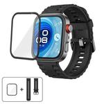 For Huawei Watch Fit 3 Solid Color Silicone Watch Band with 3D Curved Film(Black)