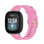 For Fitbit Versa 3 / Fitbit Sense Nylon Canvas Strip Texture Watch Band, Size: Free Size(Pink)