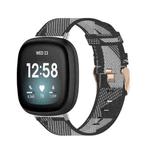 For Fitbit Versa 3 / Fitbit Sense Nylon Canvas Strip Texture Watch Band, Size: Free Size(Gray)