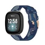For Fitbit Versa 3 / Fitbit Sense Nylon Canvas Strip Texture Watch Band, Size: Free Size(Blue)