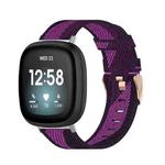 For Fitbit Versa 3 / Fitbit Sense Nylon Canvas Strip Texture Watch Band, Size: Free Size(Purple)