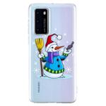 For Huawei P40 Christmas Pattern TPU Protective Case(Broom Snowman)