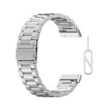 For Fitbit Versa 3 / Fitbit Sense 3-Beads Stainless Steel Watch Band with Disassembly Tools(Silver)