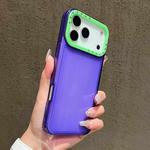 For iPhone 17 Pro Max Color Contrast Lens Frame Transparent TPU Phone Case(Purple+Green)
