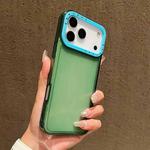 For iPhone 17 Pro Color Contrast Lens Frame Transparent TPU Phone Case(Green+Sky Blue)