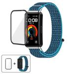For Huawei Band 10 / 10 NFC Nylon Hook and Loop Fastener Watch Band with 3D Curved Film(Navy Blue)