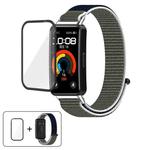 For Huawei Band 10 / 10 NFC Nylon Hook and Loop Fastener Watch Band with 3D Curved Film(Grey Blue)
