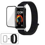For Huawei Band 8 / 8 NFC Nylon Hook and Loop Fastener Watch Band with 3D Curved Film(Official Black)