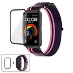 For Huawei Band 10 / 10 NFC Wild Path Nylon Hook and Loop Fastener Watch Band with 3D Curved Film(Pink Purple)