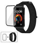 For Huawei Band 10 / 10 NFC Wild Path Nylon Hook and Loop Fastener Watch Band with 3D Curved Film(Black Grey)