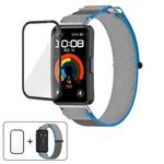 For Huawei Band 10 / 10 NFC Wild Path Nylon Hook and Loop Fastener Watch Band with 3D Curved Film(Blue Gray)