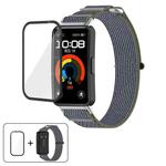 For Huawei Band 10 / 10 NFC Wild Path Nylon Hook and Loop Fastener Watch Band with 3D Curved Film(Green Gray)