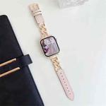 For Apple Watch 38 / 40 / 41 / S10 42mm xDfind Denim Chain Metal Hybrid Leather Watch Band(Rose Gold)
