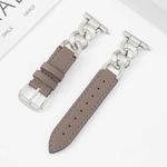 22mm xDfind Denim Chain Metal Hybrid Leather Watch Band(Starlight)