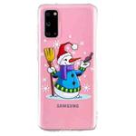 For Samsung Galaxy S20+ Christmas Pattern TPU Protective Case(Broom Snowman)