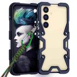 For Samsung Galaxy S24+ 5G Trigger Design Hollow Metal Frame Phone Case with Lanyard(Black)