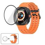 For Samsung Galaxy Watch Ultra 47mm Marine Double Buckle Silicone Watch Band with 3D Curved Film(Orange)