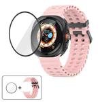 For Samsung Galaxy Watch Ultra 47mm Marine Double Buckle Silicone Watch Band with 3D Curved Film(Pink)
