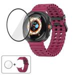 For Samsung Galaxy Watch Ultra 47mm Marine Double Buckle Silicone Watch Band with 3D Curved Film(Wine Red)